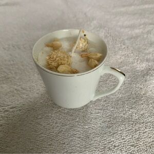 Elegant White Candle in Ceramic Cup